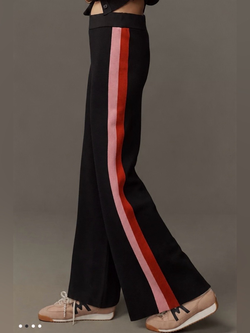 NWT Anthropologie Maeve Womens Side Strip Knit Track Pants Navy Blue Size Small